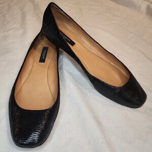 Ann Taylor | Black Leather Slip On Ballet Flats